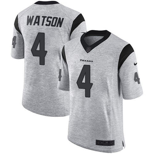 Houston Texans #4 Deshaun Watson Gray Men's Stitched Limited Gridiron Gray II Jersey Men's