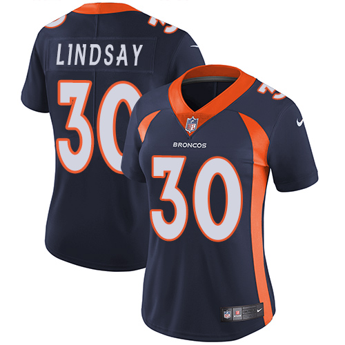 Denver Broncos #30 Phillip Lindsay Blue Alternate Women's Stitched Vapor Untouchable Limited Jersey Womens