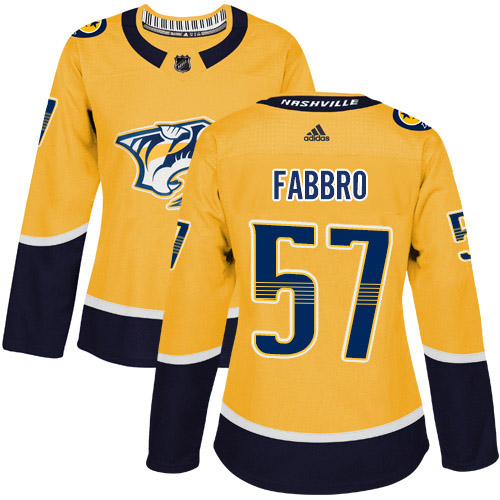 Adidas Nashville Predators #57 Dante Fabbro Yellow Home Authentic Women's Stitched Jersey Womens