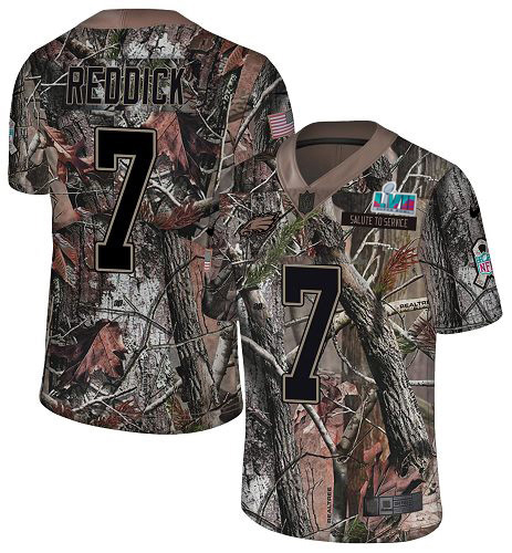 Eagles #7 Haason Reddick Camo Super Bowl LVII Patch Men's Stitched Limited Rush Realtree Jersey