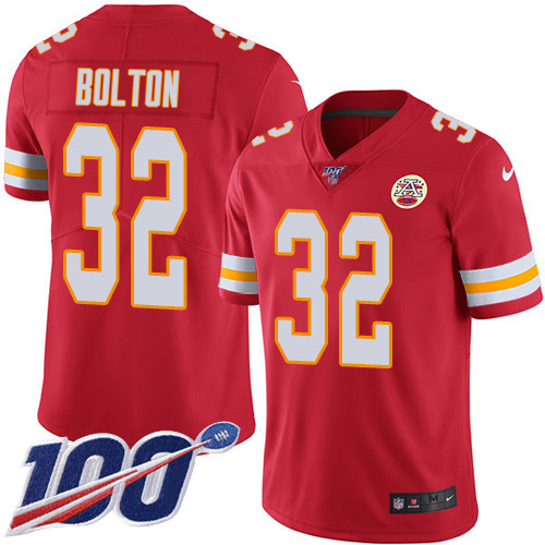 Chiefs #32 Nick Bolton Red Team Color Youth Stitched 100th Season Vapor Limited Jersey