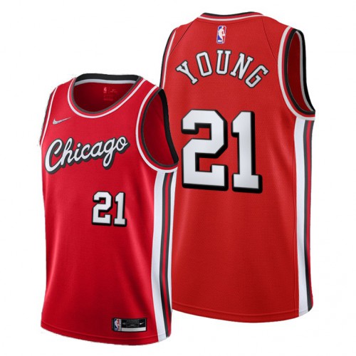 Chicago Chicago Bulls #21 Thaddeus Young Womens 2021-22 City Edition Red Jersey Womens