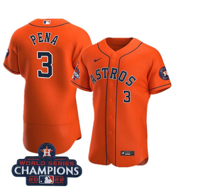 Houston Astros #3 Jeremy Pena Orange 2022 World Series Champions Flex Base Stitched Men's Jersey