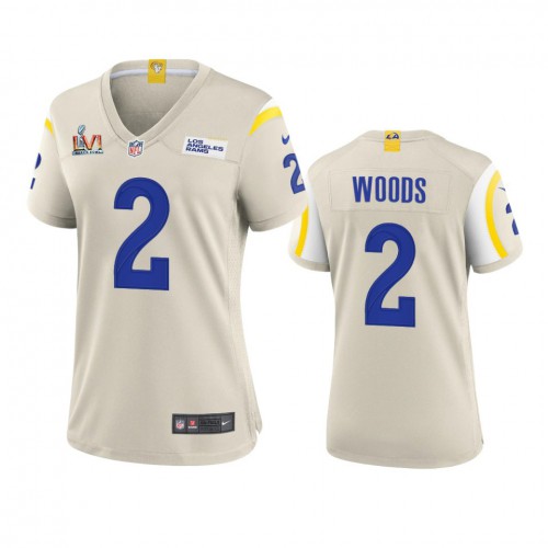 Los Angeles Los Angeles Rams #2 Robert Woods Women's Super Bowl LVI Patch Game Jersey - Bone Womens