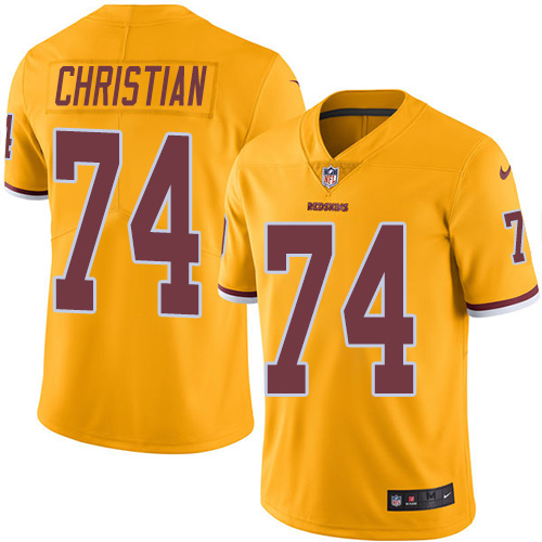 Washington Commanders #74 Geron Christian Gold Men's Stitched Limited Rush Jersey Men's