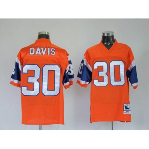 Mitchel & Ness Denver Broncos #30 Terrell Davis Orange Stitched Throwback Jersey Men's