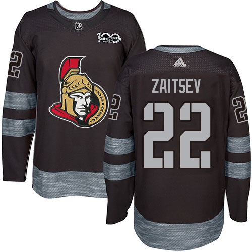 Adidas Ottawa Senators #22 Nikita Zaitsev Black 1917-2017 100th Anniversary Stitched Jersey Men's