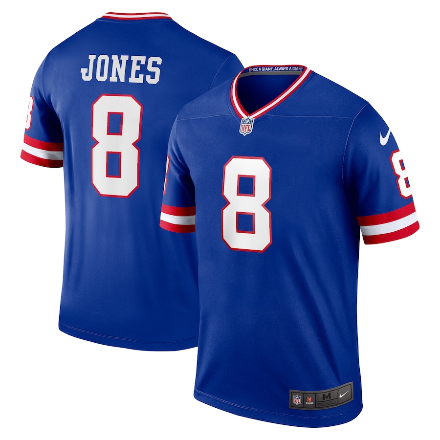 New York Giants #8 Daniel Jones Men's Royal Classic Player Legend Jersey