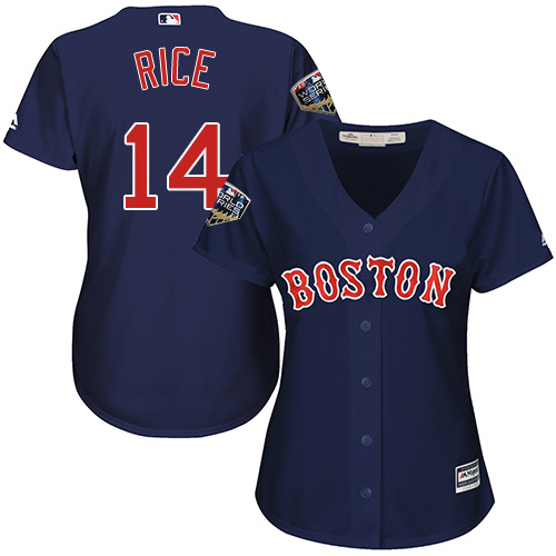 Boston Red Sox #14 Jim Rice Navy Blue Alternate 2018 World Series Women's Stitched Jersey Womens