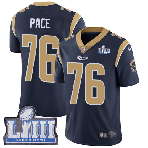 Los Angeles Rams #76 Orlando Pace Navy Blue Team Color Super Bowl LIII Bound Men's Stitched Vapor Untouchable Limited Jersey Men's