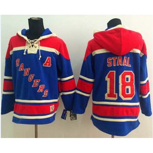 New York Rangers #18 Marc Staal Blue Sawyer Hooded Sweatshirt Stitched Jersey Men's