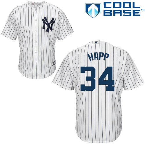New York Yankees #34 J.A. Happ White Strip New Cool Base Stitched Jersey Men's