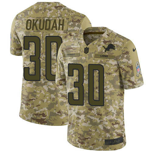 Detroit Lions #30 Jeff Okudah Camo Men's Stitched Limited 2018 Salute To Service Jersey Men's