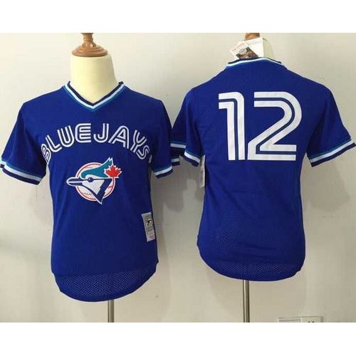 Mitchell And Ness Toronto Blue Jays #12 Roberto Alomar Blue Throwback Stitched Jersey Men's