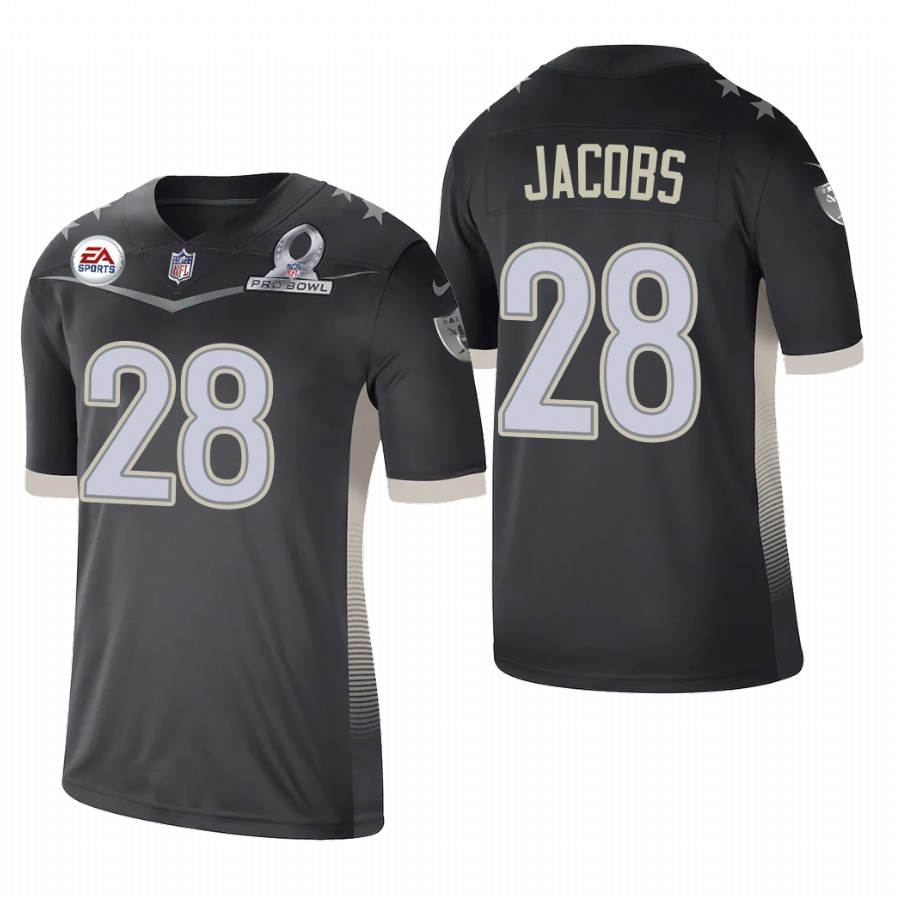 Las Vegas Raiders #28 Josh Jacobs 2021 AFC Pro Bowl Game Anthracite Jersey