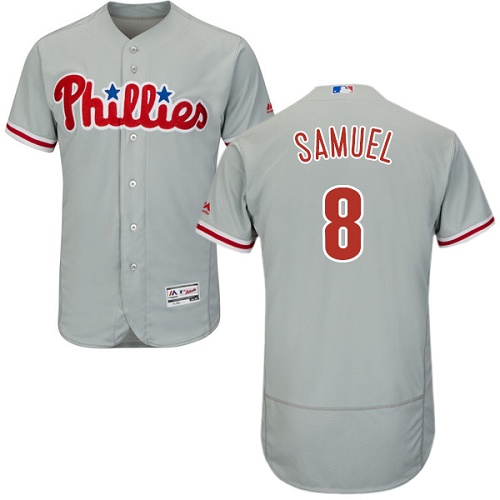 Philadelphia Phillies #8 Juan Samuel Grey Flexbase Authentic Collection Stitched Jersey Men's