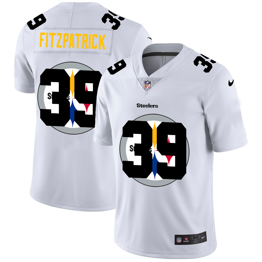 Pittsburgh Steelers #39 Minkah Fitzpatrick White Men's Team Logo Dual Overlap Limited Jersey