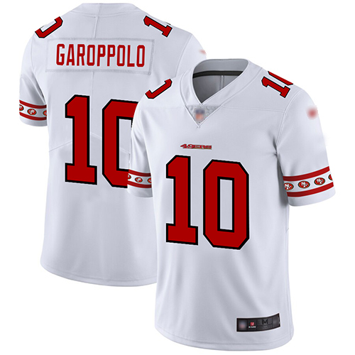 49ers #10 Jimmy Garoppolo White Men's Stitched Limited Team Logo Fashion Jersey