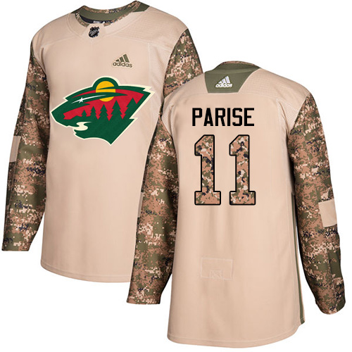 Adidas Minnesota Wild #11 Zach Parise Camo Authentic 2017 Veterans Day Stitched Youth Jersey Youth
