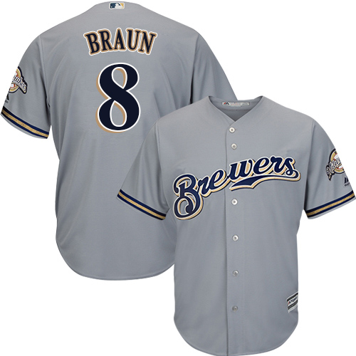Milwaukee Brewers #8 Ryan Braun Grey Cool Base Stitched Youth Jersey Youth