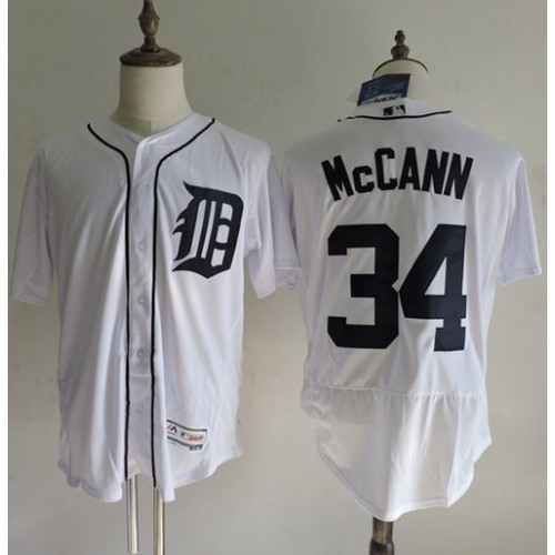 Detroit Tigers #34 James McCann White Flexbase Authentic Collection Stitched Jersey Men's