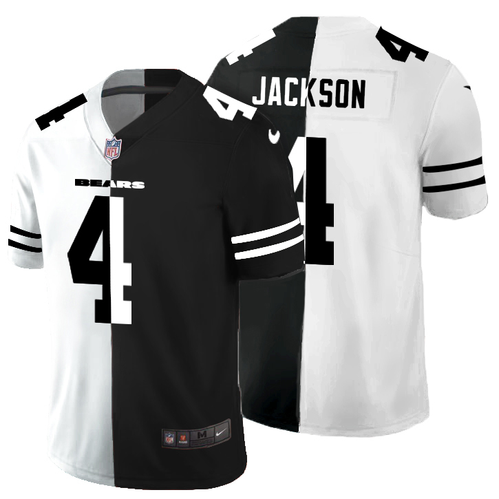 Chicago Bears #4 Eddie Jackson Men's Black V White Peace Split Vapor Untouchable Limited Jersey