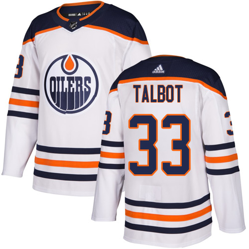 Adidas Edmonton Oilers #33 Cam Talbot White Road Authentic Stitched Jersey Men's