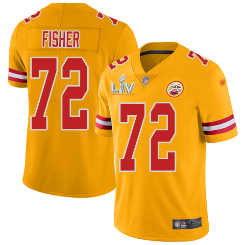 Kansas City Chiefs #72 Eric Fisher Gold Youth Super Bowl LV Bound Stitched Limited Inverted Legend Jersey Youth