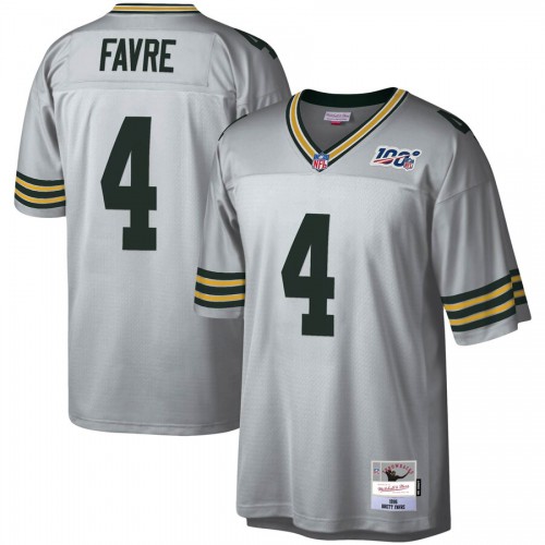 Green Bay Green Bay Packers #4 Brett Favre Mitchell & Ness 100 Retired Player Platinum Jersey Men's