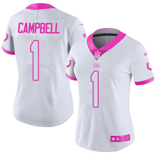 Colts #1 Parris Campbell White/Pink Women's Stitched Limited Rush Fashion Jersey