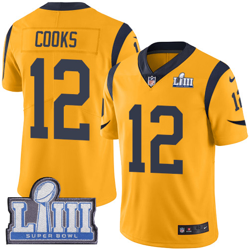 Los Angeles Rams #12 Brandin Cooks Gold Super Bowl LIII Bound Youth Stitched Limited Rush Jersey Youth