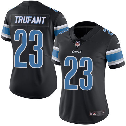 Detroit Lions #23 Desmond Trufant Black Women's Stitched Limited Rush Jersey Womens