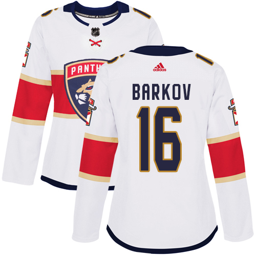 Adidas Florida Panthers #16 Aleksander Barkov White Road Authentic Women's Stitched Jersey Womens