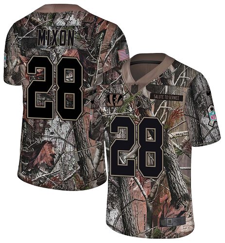 Bengals #28 Joe Mixon Camo Men's Stitched Limited Rush Realtree Jersey