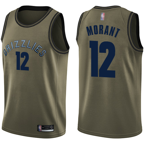 Memphis Grizzlies #12 Ja Morant Green Swingman Salute to Service Jersey Mens
