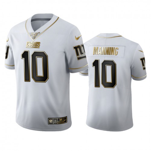 New York New York Giants #10 Eli Manning Men's White Golden Edition Vapor Limited 100 Jersey Men's