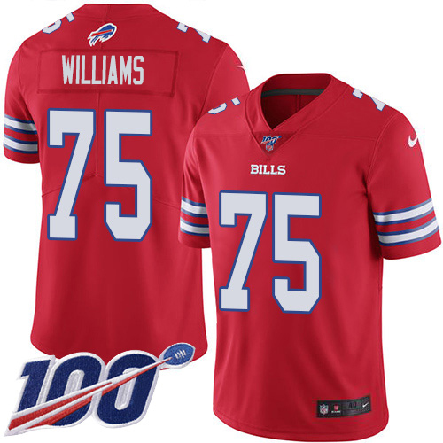 Buffalo Bills #75 Daryl Williams Red Youth Stitched Limited Rush 100th Season Jersey Youth