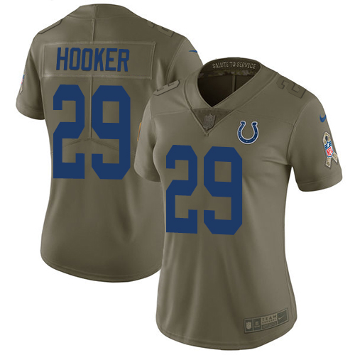 Indianapolis Colts #29 Malik Hooker Olive Women's Stitched Limited 2017 Salute to Service Jersey Womens