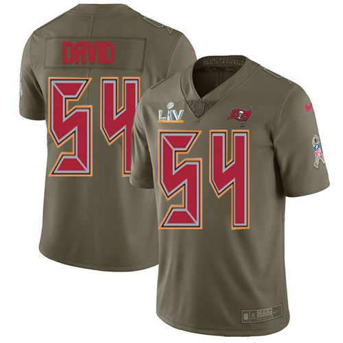 Buccaneers #54 Lavonte David Olive Youth Super Bowl LV Bound Stitched Limited 2017 Salute To Service Jersey