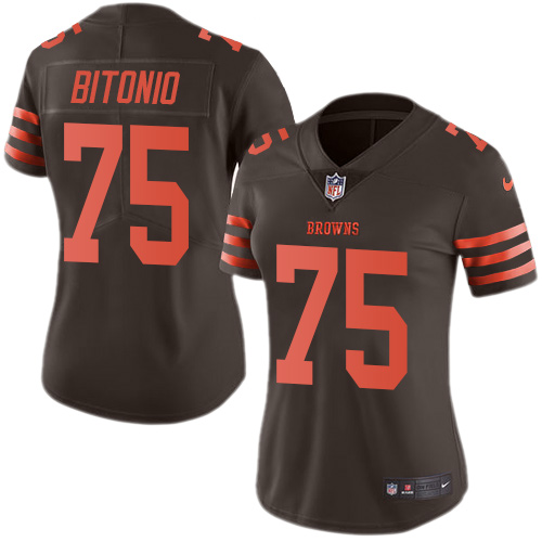 Cleveland Browns #75 Joel Bitonio Brown Women's Stitched Limited Rush Jersey Womens