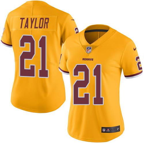 Commanders #21 Sean Taylor Gold Women's Stitched Limited Rush Jersey