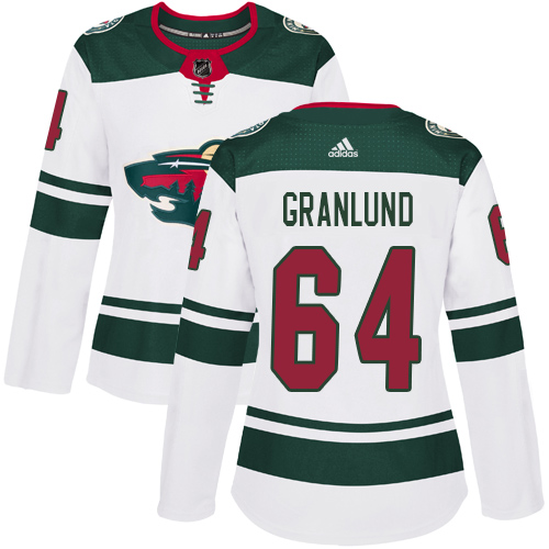 Adidas Minnesota Wild #64 Mikael Granlund White Road Authentic Women's Stitched Jersey Womens
