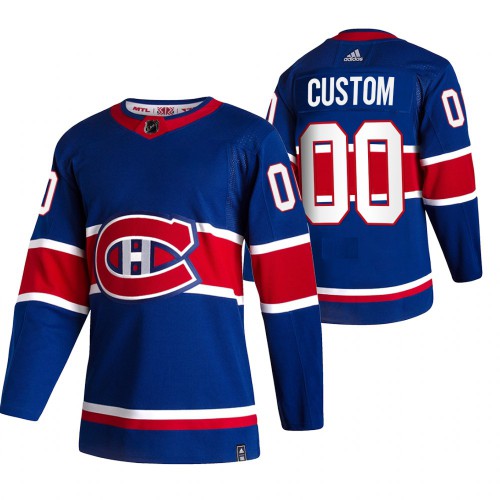 Montreal Canadiens Custom Blue Men's Adidas 2020-21 Reverse Retro Alternate Jersey