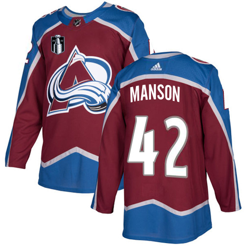 Adidas Colorado Avalanche #42 Josh Manson Burgundy Youth 2022 Stanley Cup Final Patch Home Authentic Stitched Jersey Youth