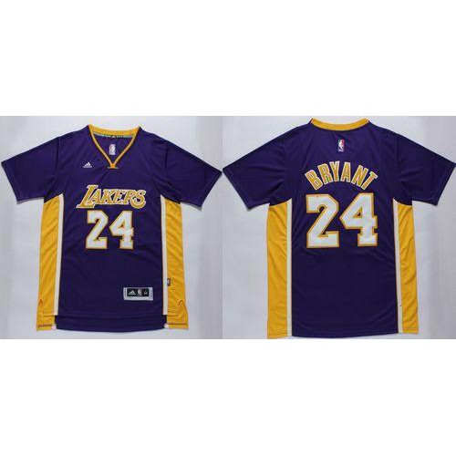 Los Angeles Lakers #24 Kobe Bryant Purple Short Sleeve Stitched Jersey Mens
