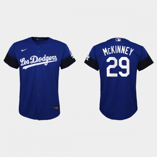 Los Angeles Los Angeles Dodgers #29 Billy Mckinney Youth 2021 City Connect Jersey Royal Youth