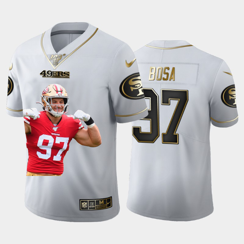 San Francisco 49ers #97 Nick Bosa Team Hero 3 Vapor Limited 100 Jersey White Golden