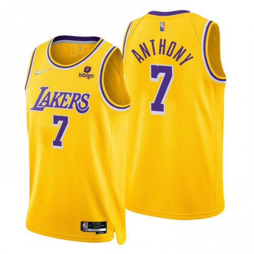 Los Angeles Lakers #7 Carmelo Anthony Gold Mens 2021-22 75th Anniversary Diamond Swingman Jersey - Icon Edition Mens