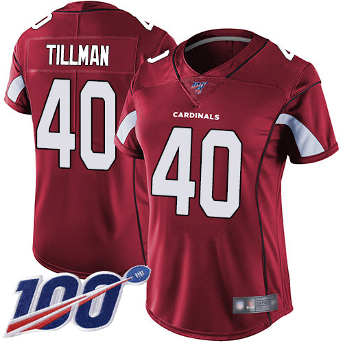 Cardinals #40 Pat Tillman Red Team Color Women's Stitched 100th Season Vapor Limited Jersey