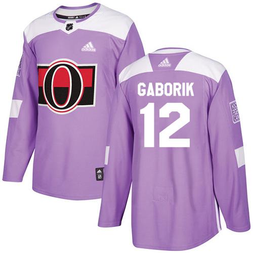 Adidas Ottawa Senators #12 Marian Gaborik Purple Authentic Fights Cancer Stitched Jersey Men's